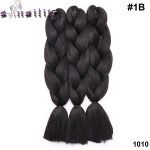 s-noilite 24'' One Piece Synthetic Ombre Kanekalon Braiding Hair Crochet Braids Hairstyles Hair Extensions Silver Gray Black