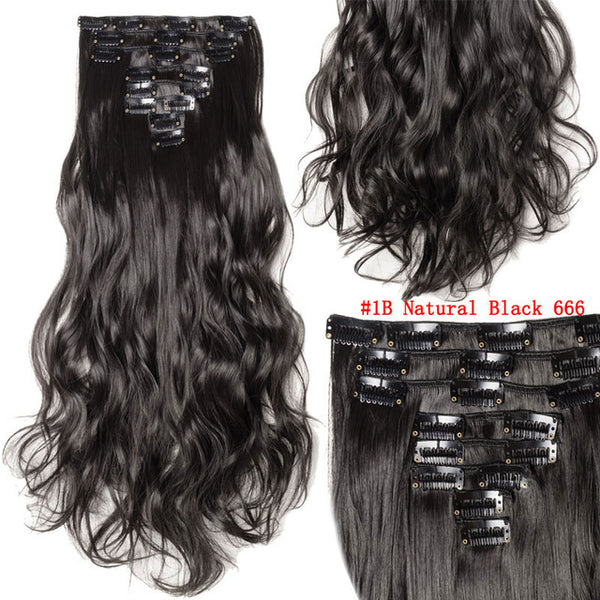 SNOILITE 17inch Synthetic Curly Long Ponytail Clip In Hair Extensions Natural Black Heat Resistant Hairpiece For Human Women