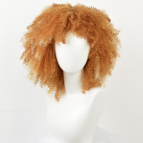 MSIWIGS Brown Synthetic Curly Wigs for Women 9 Colors Ombre Short Afro Wig African American Natural 14 Inches Black Hair