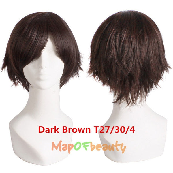 MapofBeauty 12" Short Straight White Black Blonde Red Brown Orange 23 Colors Cosplay Wigs Heat Resistant Natural Synthetic Hair