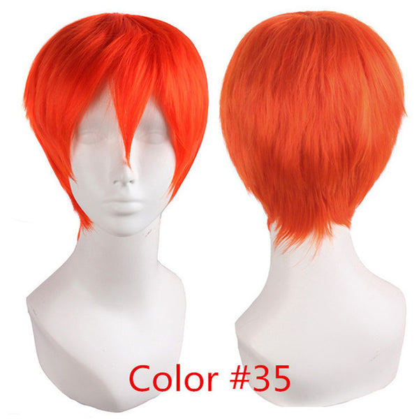 MapofBeauty 12" Short Straight White Black Blonde Red Brown Orange 23 Colors Cosplay Wigs Heat Resistant Natural Synthetic Hair