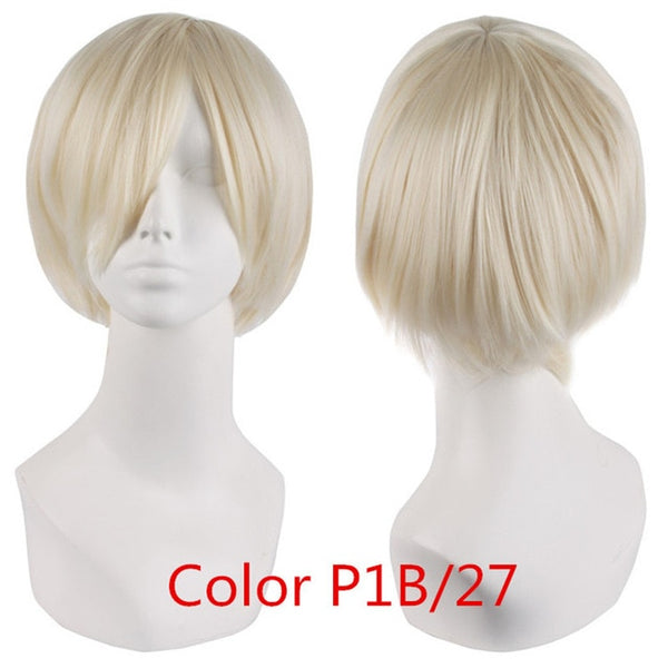 MapofBeauty 12" Short Straight White Black Blonde Red Brown Orange 23 Colors Cosplay Wigs Heat Resistant Natural Synthetic Hair