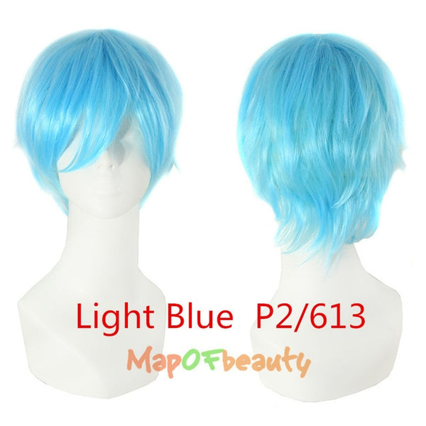MapofBeauty 12" Short Straight White Black Blonde Red Brown Orange 23 Colors Cosplay Wigs Heat Resistant Natural Synthetic Hair