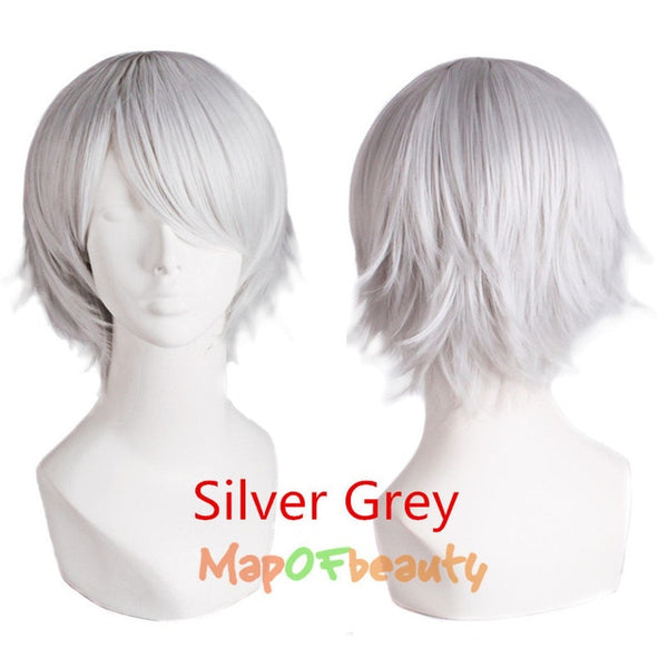 MapofBeauty 12" Short Straight White Black Blonde Red Brown Orange 23 Colors Cosplay Wigs Heat Resistant Natural Synthetic Hair