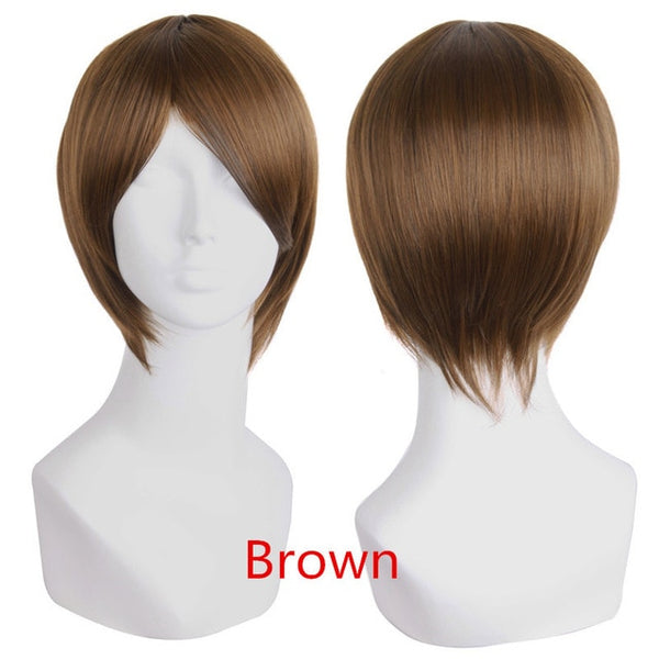 MapofBeauty 12" Short Straight White Black Blonde Red Brown Orange 23 Colors Cosplay Wigs Heat Resistant Natural Synthetic Hair