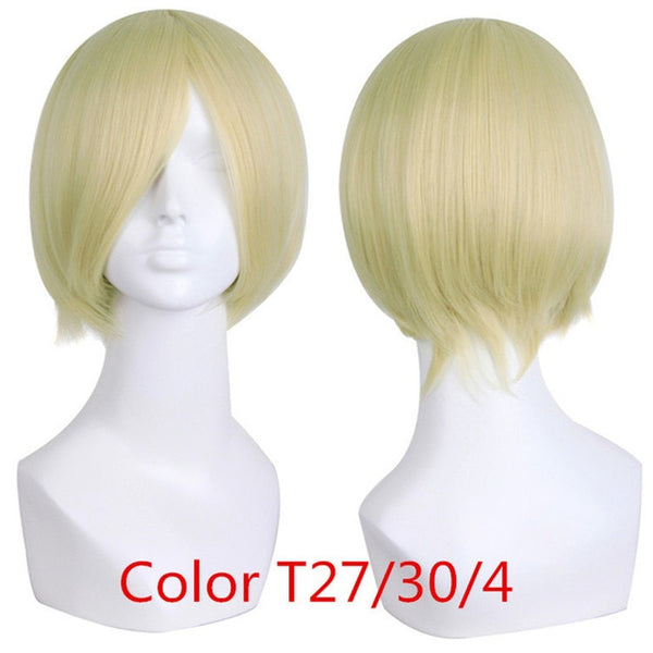 MapofBeauty 12" Short Straight Brown Blue Black White Blonde Wig Heat Resistant Costume Cosplay Wigs Natural Fake Synthetic Hair