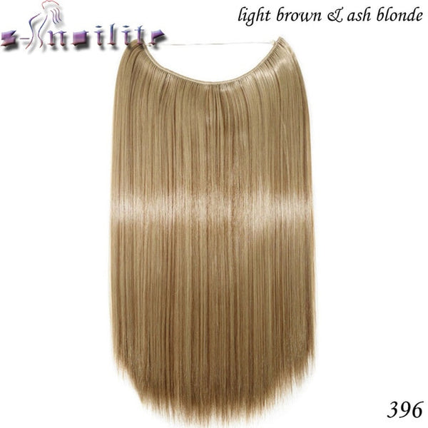 S-noilite 20 inches Invisible Wire No Clips in Hair Extensions Secret Fish Line Hairpieces Silky Straight real natural Synthetic