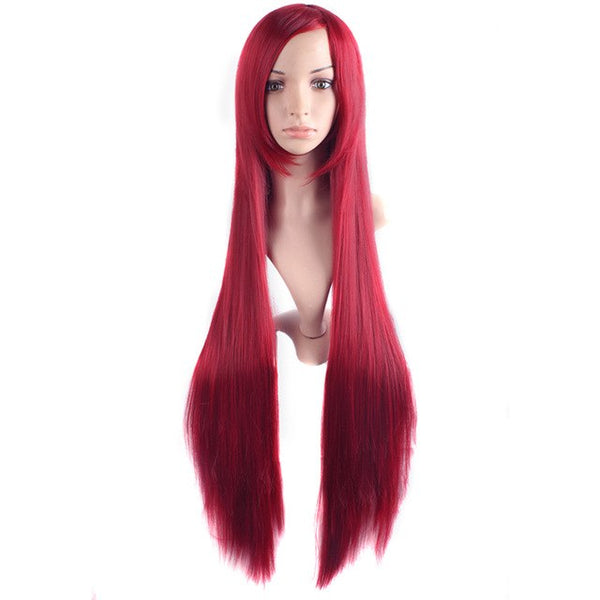 40" 100cm Long Straight Hair 25 Colors Blonde Black Pink Red Purple Cosplay Wig Ladies Heat Resistant Synthetic Wigs MapofBeauty