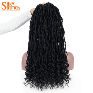 Silky Strands Synthetic Crochet Hair Extensions Box Braids Crochet Braids Kanekalon Fiber Braiding Hair Bulk Black colors