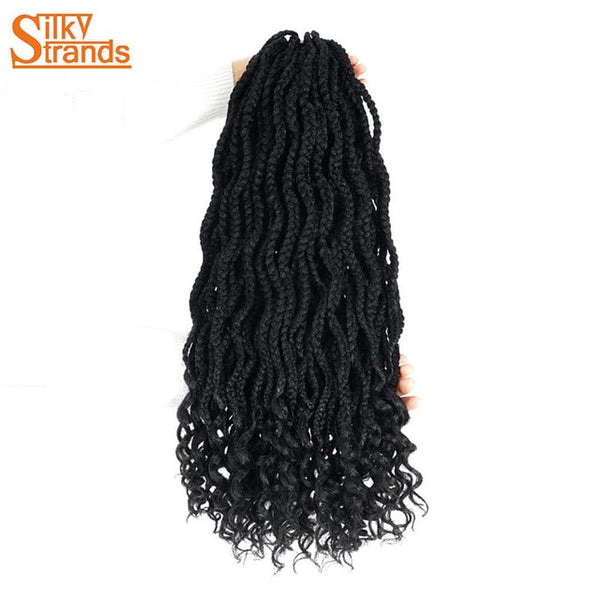 Silky Strands Synthetic Crochet Hair Extensions Box Braids Crochet Braids Kanekalon Fiber Braiding Hair Bulk Black colors