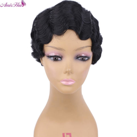 Amir Finger Waves Wig Synthetic Hair Heat Resistant Short Wigs for African American Women Cosplay Wig