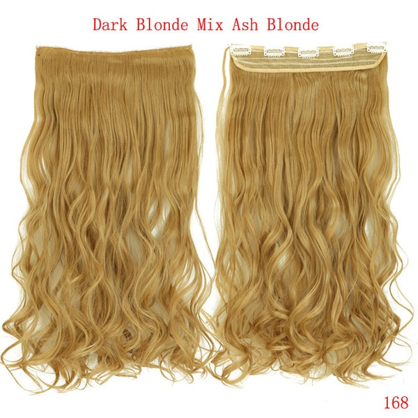 SNOILITE 24inch Synthetic Curly Long Clip in Hair Extensions Half Full Head One Piece Hairpiece Black Brown Blonde red