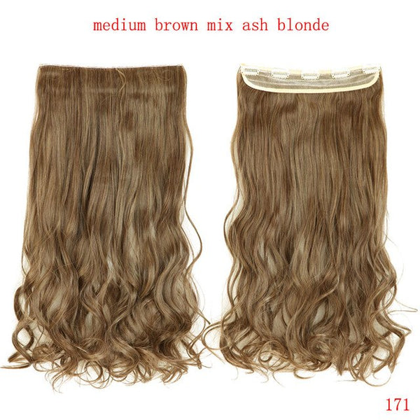 SNOILITE 24inch Synthetic Curly Long Clip in Hair Extensions Half Full Head One Piece Hairpiece Black Brown Blonde red