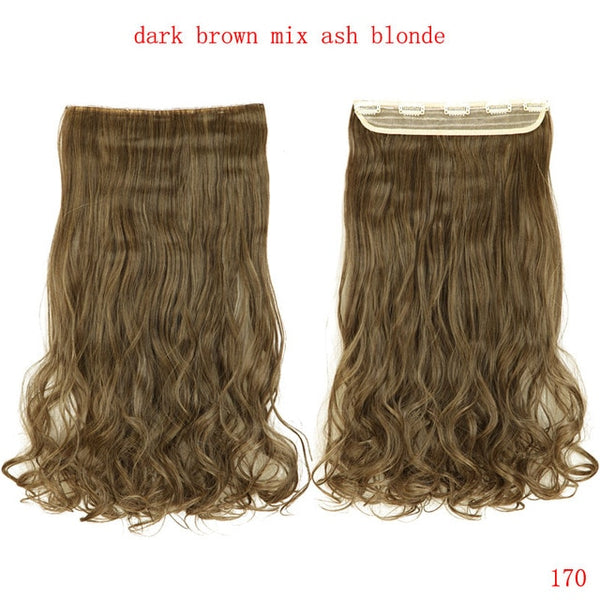 SNOILITE 24inch Synthetic Curly Long Clip in Hair Extensions Half Full Head One Piece Hairpiece Black Brown Blonde red