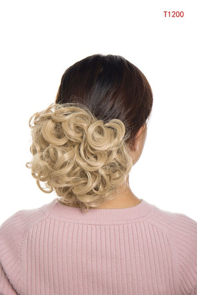 S-noilite Short Synthetic Hair Big Bun Chignon Two Plastic Comb Clips in Hair Extension Updo Cover Hairpiece Accessories