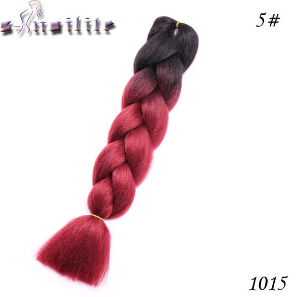 s-noilite 24 Inches Ombre Synthetic Jumbo Braids Hair Extensions Crochet Kanekalon Braiding Hair Bulk African Hair