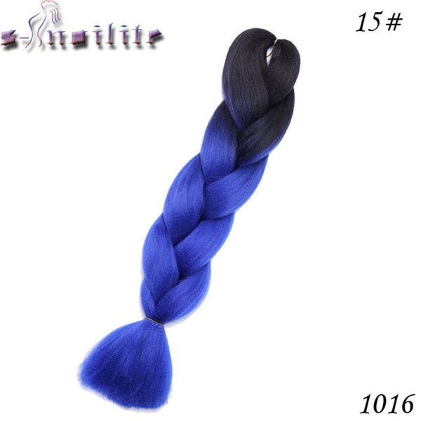 s-noilite 24 Inches Ombre Synthetic Jumbo Braids Hair Extensions Crochet Kanekalon Braiding Hair Bulk African Hair