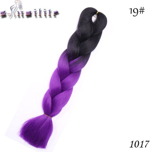 s-noilite 24 Inches Ombre Synthetic Jumbo Braids Hair Extensions Crochet Kanekalon Braiding Hair Bulk African Hair