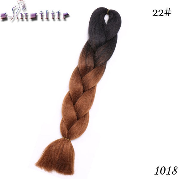 s-noilite 24 Inches Ombre Synthetic Jumbo Braids Hair Extensions Crochet Kanekalon Braiding Hair Bulk African Hair