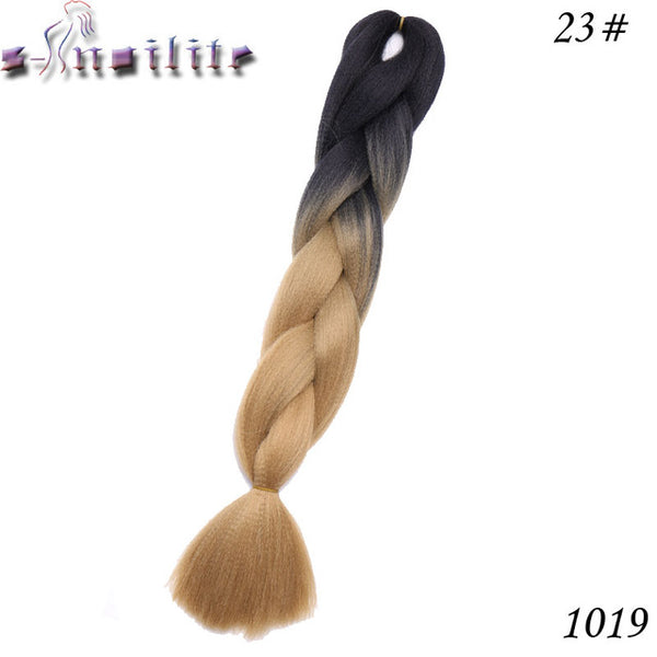 s-noilite 24 Inches Ombre Synthetic Jumbo Braids Hair Extensions Crochet Kanekalon Braiding Hair Bulk African Hair