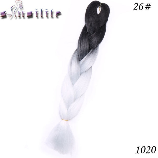 s-noilite 24 Inches Ombre Synthetic Jumbo Braids Hair Extensions Crochet Kanekalon Braiding Hair Bulk African Hair