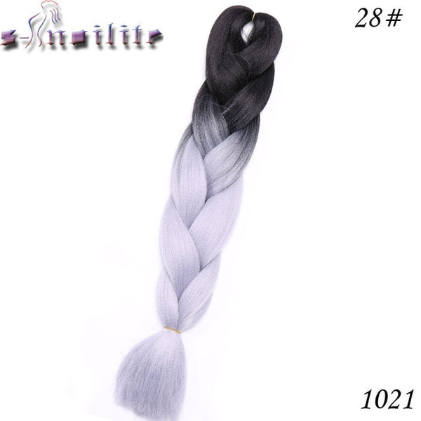 s-noilite 24 Inches Ombre Synthetic Jumbo Braids Hair Extensions Crochet Kanekalon Braiding Hair Bulk African Hair