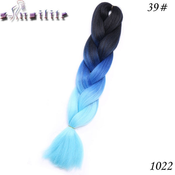 s-noilite 24 Inches Ombre Synthetic Jumbo Braids Hair Extensions Crochet Kanekalon Braiding Hair Bulk African Hair