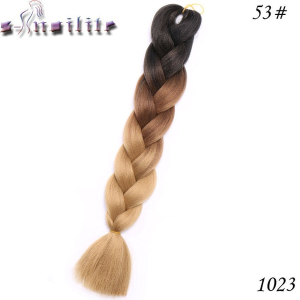 s-noilite 24 Inches Ombre Synthetic Jumbo Braids Hair Extensions Crochet Kanekalon Braiding Hair Bulk African Hair