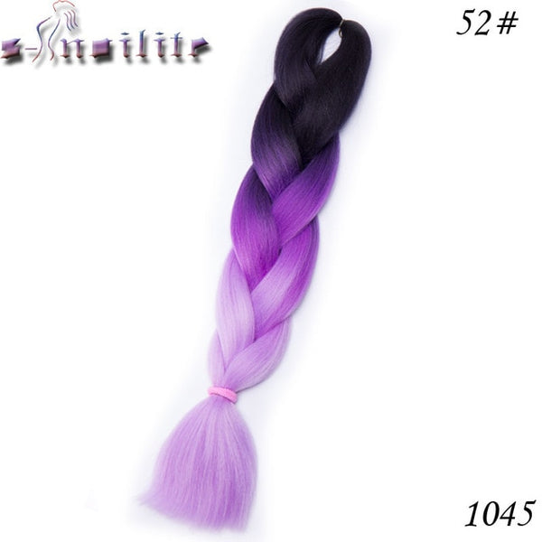 s-noilite 24 Inches Ombre Synthetic Jumbo Braids Hair Extensions Crochet Kanekalon Braiding Hair Bulk African Hair