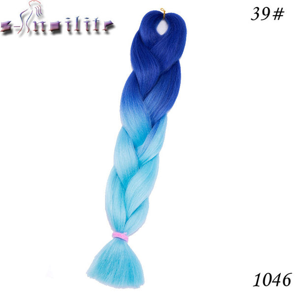 s-noilite 24 Inches Ombre Synthetic Jumbo Braids Hair Extensions Crochet Kanekalon Braiding Hair Bulk African Hair