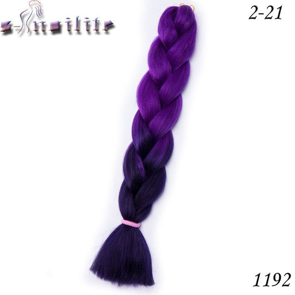 s-noilite 24 Inches Ombre Synthetic Jumbo Braids Hair Extensions Crochet Kanekalon Braiding Hair Bulk African Hair