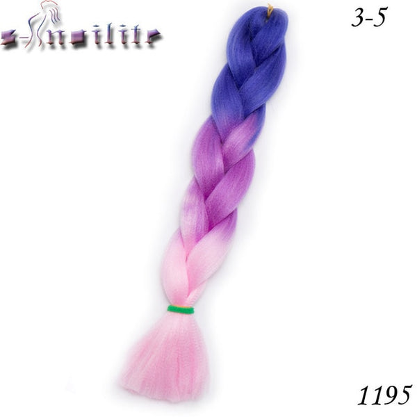 s-noilite 24 Inches Ombre Synthetic Jumbo Braids Hair Extensions Crochet Kanekalon Braiding Hair Bulk African Hair