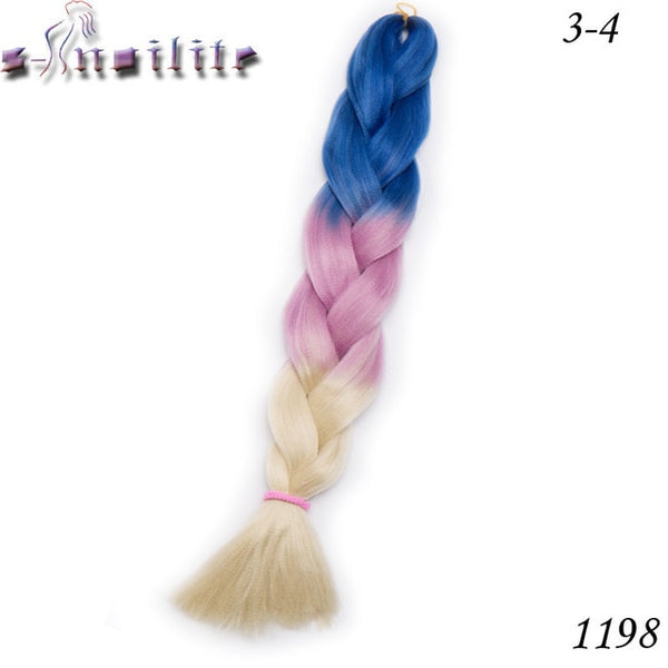 s-noilite 24 Inches Ombre Synthetic Jumbo Braids Hair Extensions Crochet Kanekalon Braiding Hair Bulk African Hair