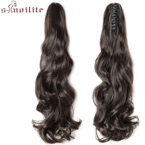 S-noilite Long Wavy Wrap Around Ponytail Claw Jaw in Hair pieces Real Natural Remy Hair Extensions for human