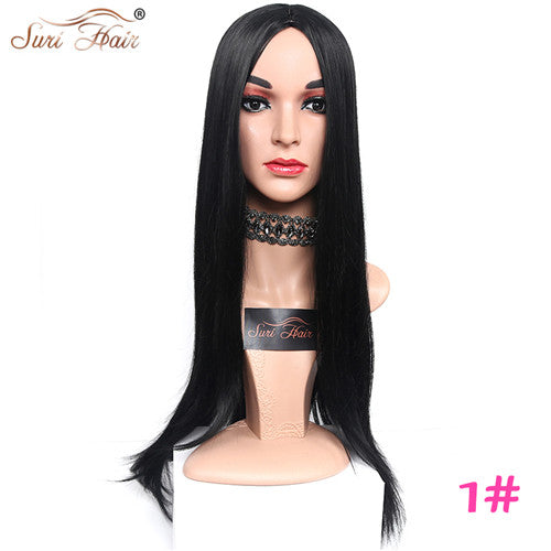 Suri Hair Long Straight Ombre Pink Heat Resistant Synthetic Two Tone Wigs For Women 30 inch Black Brown Blue hairpiece 7 colors