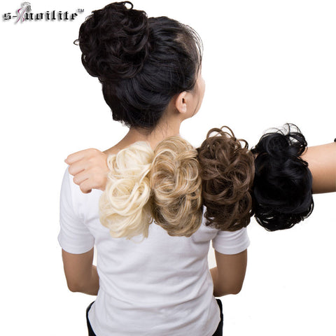 S-noilite Synthetic Hair Chignons Elastic Scrunchie Extensions Hair Ribbon Ponytail Hair Bundles Updo Hairpieces scrunchie