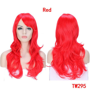 SNOILITE 23inch Long loose wave Cosplay Wigs Pink Black Blue Brown Blonde red Women Wig Heat Resistant Synthetic wig for cosplay