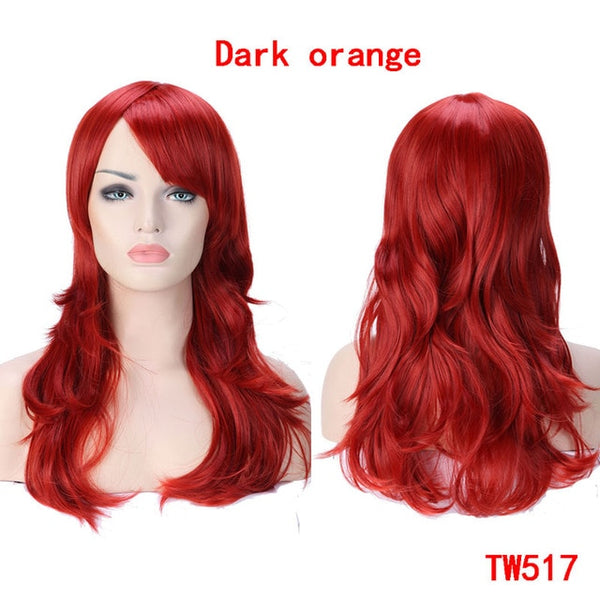 SNOILITE 23inch Long loose wave Cosplay Wigs Pink Black Blue Brown Blonde red Women Wig Heat Resistant Synthetic wig for cosplay