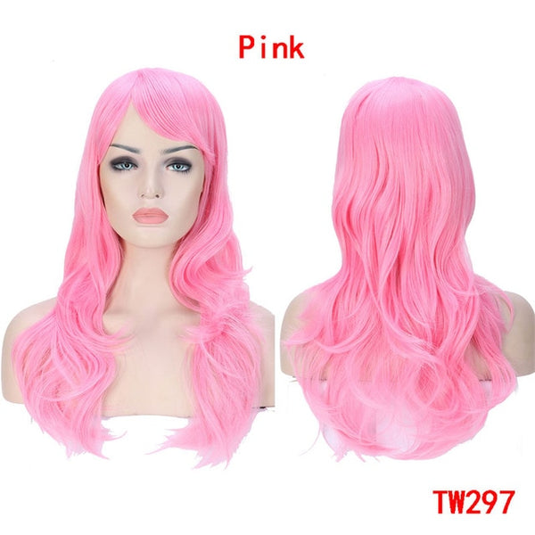 SNOILITE 23inch Long loose wave Cosplay Wigs Pink Black Blue Brown Blonde red Women Wig Heat Resistant Synthetic wig for cosplay