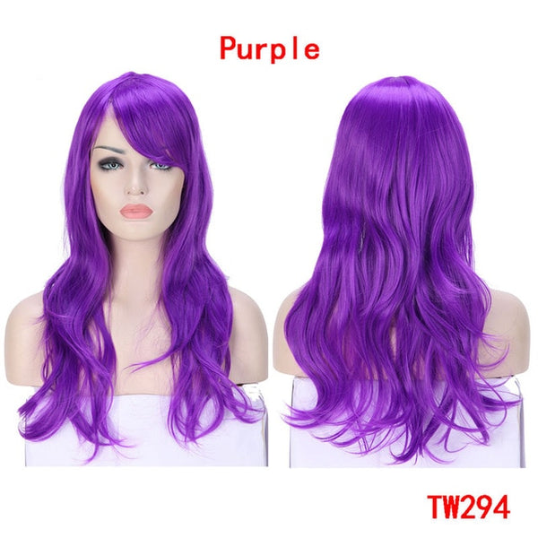 SNOILITE 23inch Long loose wave Cosplay Wigs Pink Black Blue Brown Blonde red Women Wig Heat Resistant Synthetic wig for cosplay