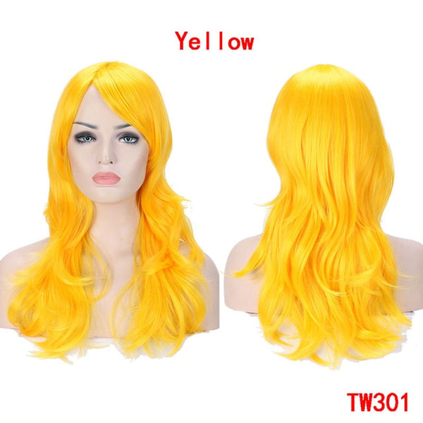 SNOILITE 23inch Long loose wave Cosplay Wigs Pink Black Blue Brown Blonde red Women Wig Heat Resistant Synthetic wig for cosplay