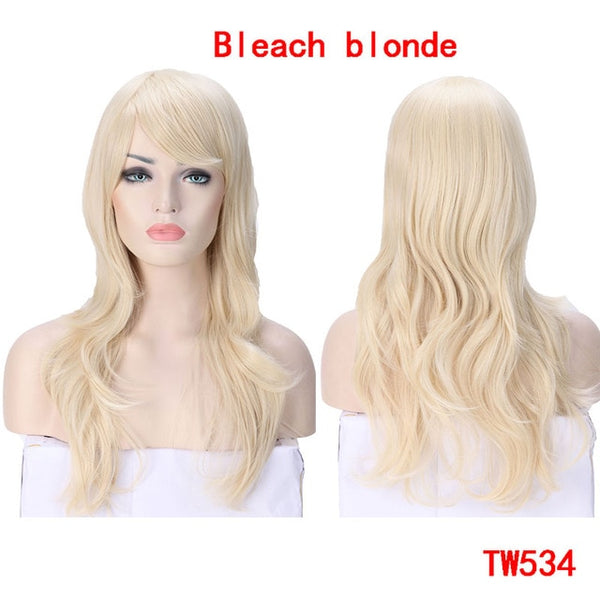 SNOILITE 23inch Long loose wave Cosplay Wigs Pink Black Blue Brown Blonde red Women Wig Heat Resistant Synthetic wig for cosplay