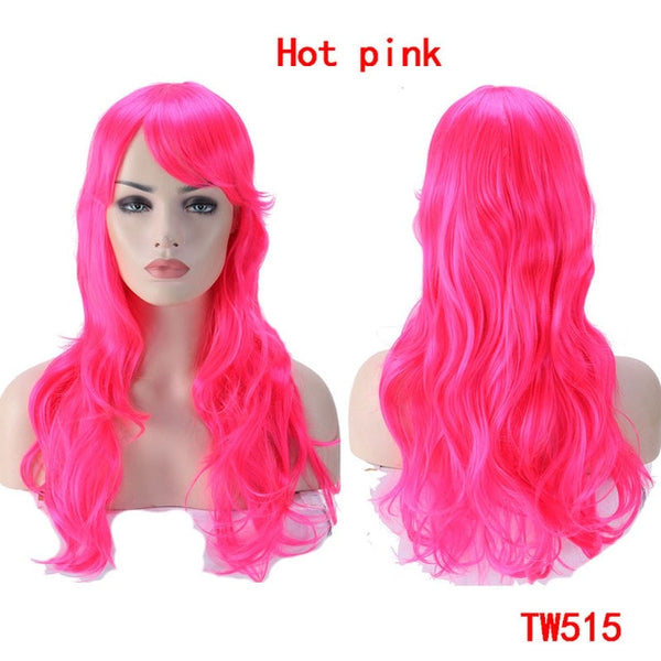 SNOILITE 23inch Long loose wave Cosplay Wigs Pink Black Blue Brown Blonde red Women Wig Heat Resistant Synthetic wig for cosplay