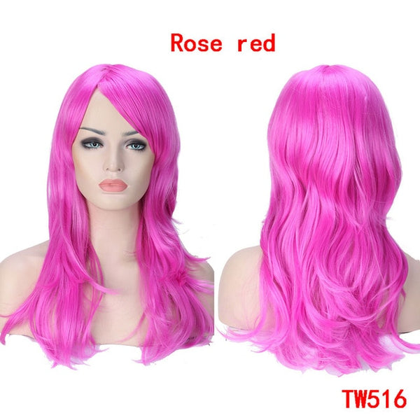 SNOILITE 23inch Long loose wave Cosplay Wigs Pink Black Blue Brown Blonde red Women Wig Heat Resistant Synthetic wig for cosplay