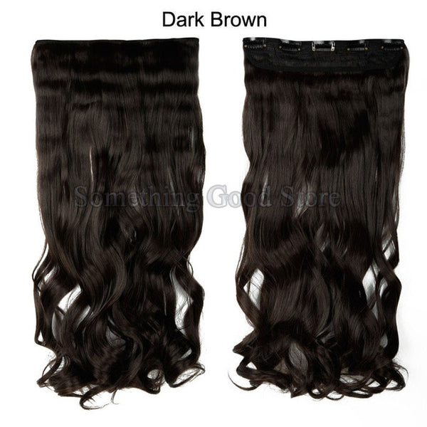 SNOILITE 17"/24"/27" Lady Synthetic Curly Long Clip in Hair Extensions 5 clips Half Full Head One Piece Hairpiece brown blonde