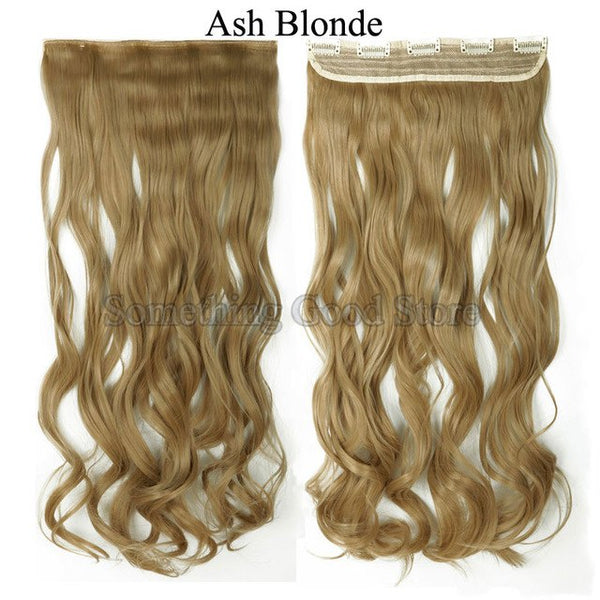 SNOILITE 17"/24"/27" Lady Synthetic Curly Long Clip in Hair Extensions 5 clips Half Full Head One Piece Hairpiece brown blonde