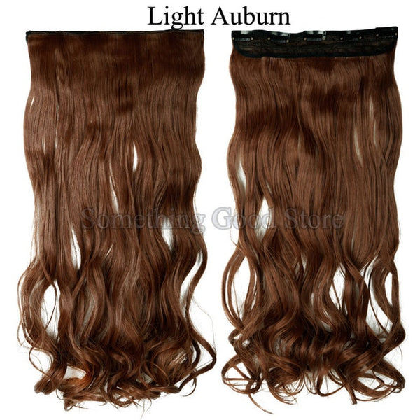 SNOILITE 17"/24"/27" Lady Synthetic Curly Long Clip in Hair Extensions 5 clips Half Full Head One Piece Hairpiece brown blonde