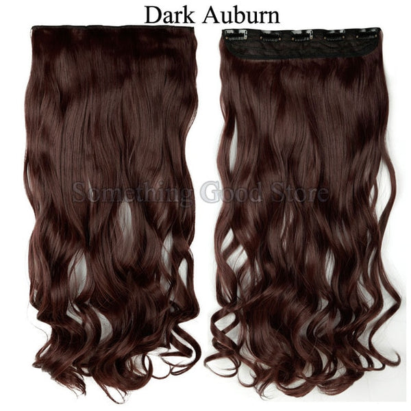 SNOILITE 17"/24"/27" Lady Synthetic Curly Long Clip in Hair Extensions 5 clips Half Full Head One Piece Hairpiece brown blonde