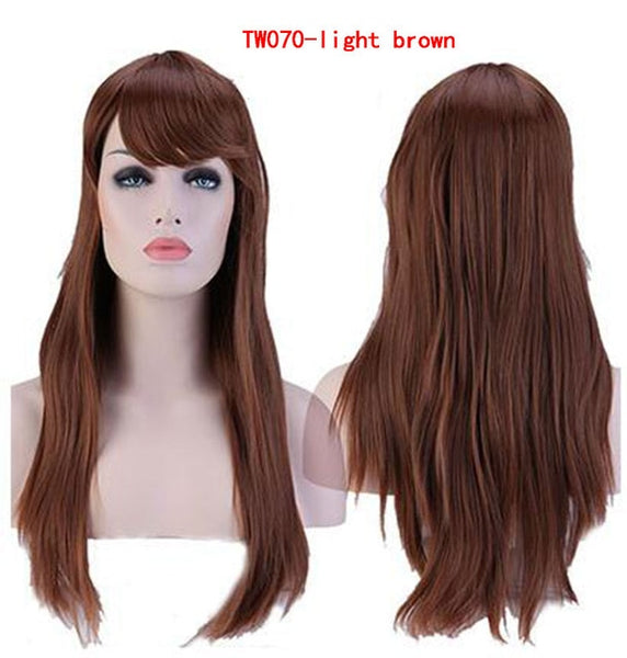 Snoilite 23inch Full Wig Synthetic Long Straight Hair Wigs for Women Daily Costume Dress Heat Resistant Cosplay red brown blonde