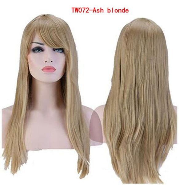 Snoilite 23inch Full Wig Synthetic Long Straight Hair Wigs for Women Daily Costume Dress Heat Resistant Cosplay red brown blonde